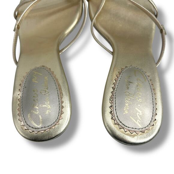 Circus NY Sam Edelman Gold Leaf Metallic Kitten Heels Size 8 Dress Sandals EUC - Picture 7 of 14